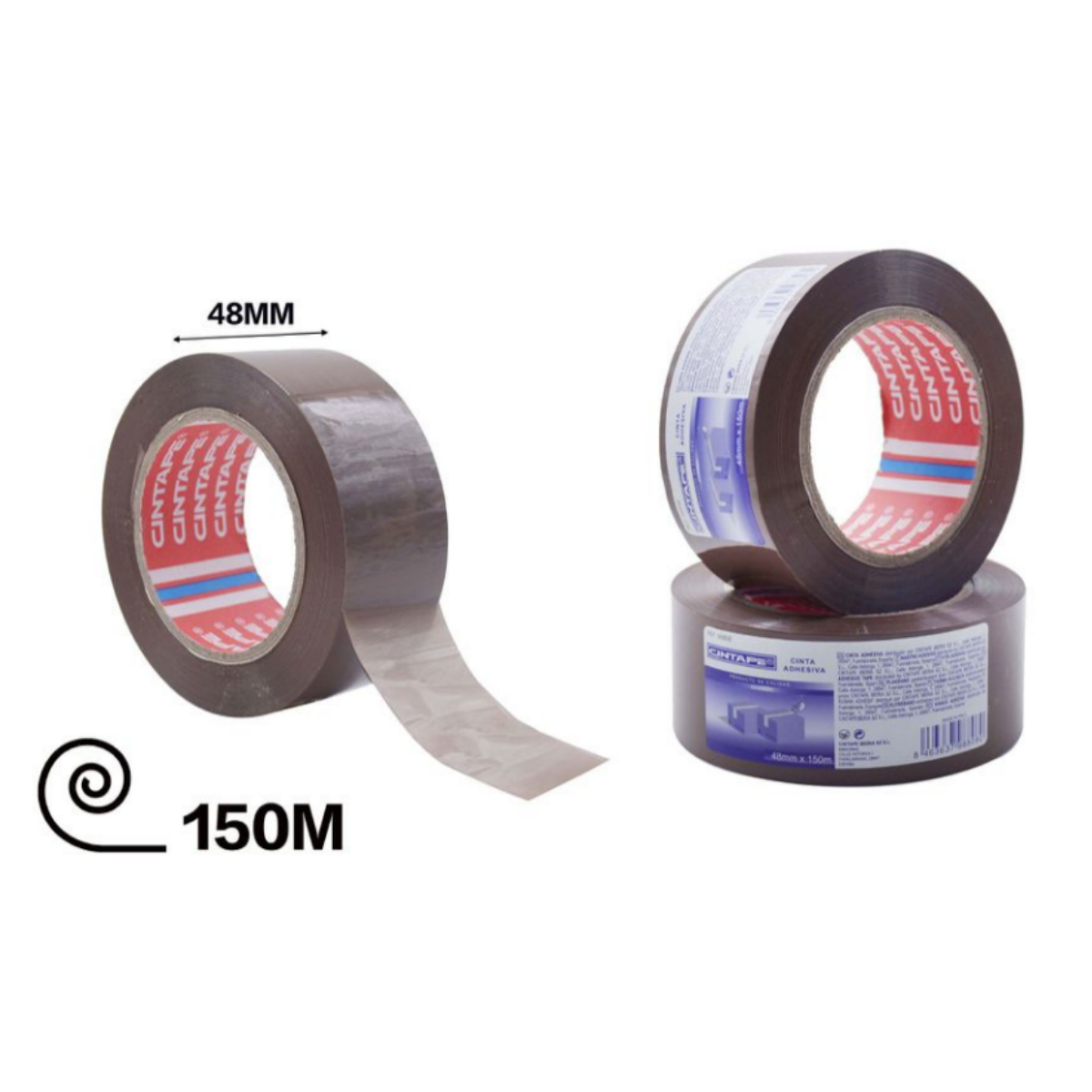 Cinta para Embalar Precinto Transparente y Marron ancho de 48mm Paquete 6 Rollos Cinta de Embalaje extra Fuerte Cintas adhesivas para cajas ,4 Tamaños para Elegir