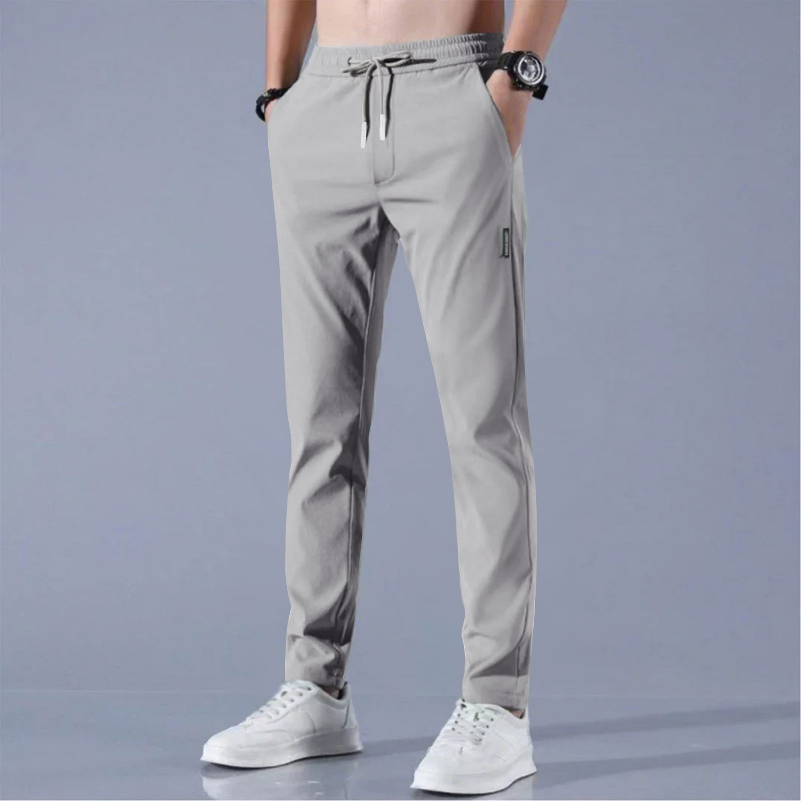 TK Pantalones Casuales Para Hombre 2025 Estilo Recto Y Estirado Con Cinturón Ajustable Transpirables Y Delgados Para Negocios Y Tiempo Libre