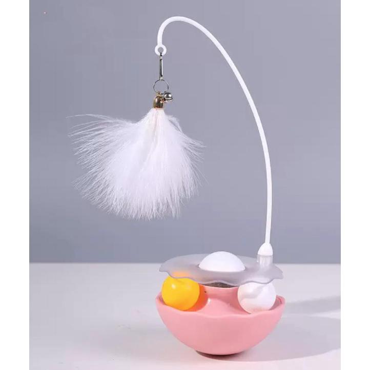 Juguete Interactivo para Gatos con Bola Rascadora, Pluma y Hierba Gatera para Juego y Caza