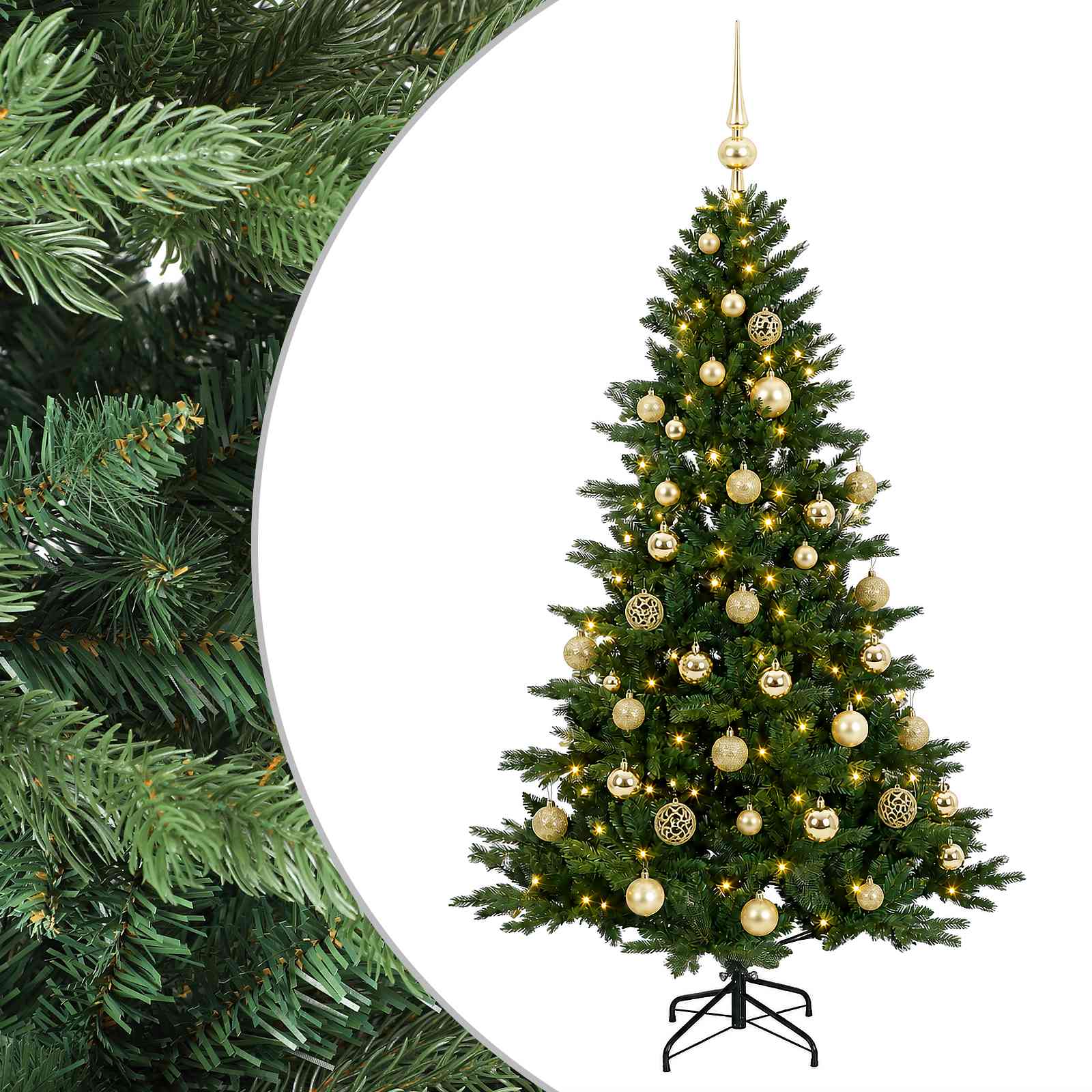 vidaXL Árbol de Navidad artificial con bolas 120 cm 150 LED