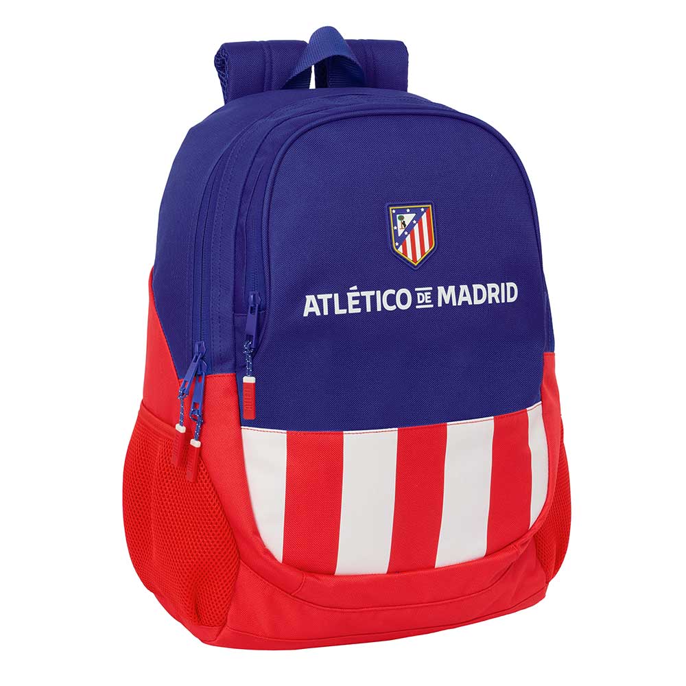 SAFTA | Mochila Grande con Ruedas Atlético de Madrid Compact Evolution Extraíble Mochila Escolar con Carro Integrado Espalda Acolchada, Licencia Oficial, Doble Compartimento para Portátil 15, USB