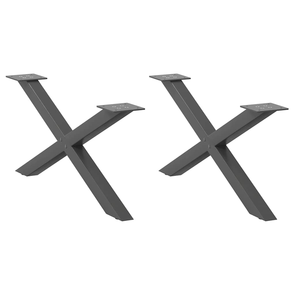 vidaXL Patas para mesa de centro en forma de X (2 unidades) 70 x (30-31) cm, acero