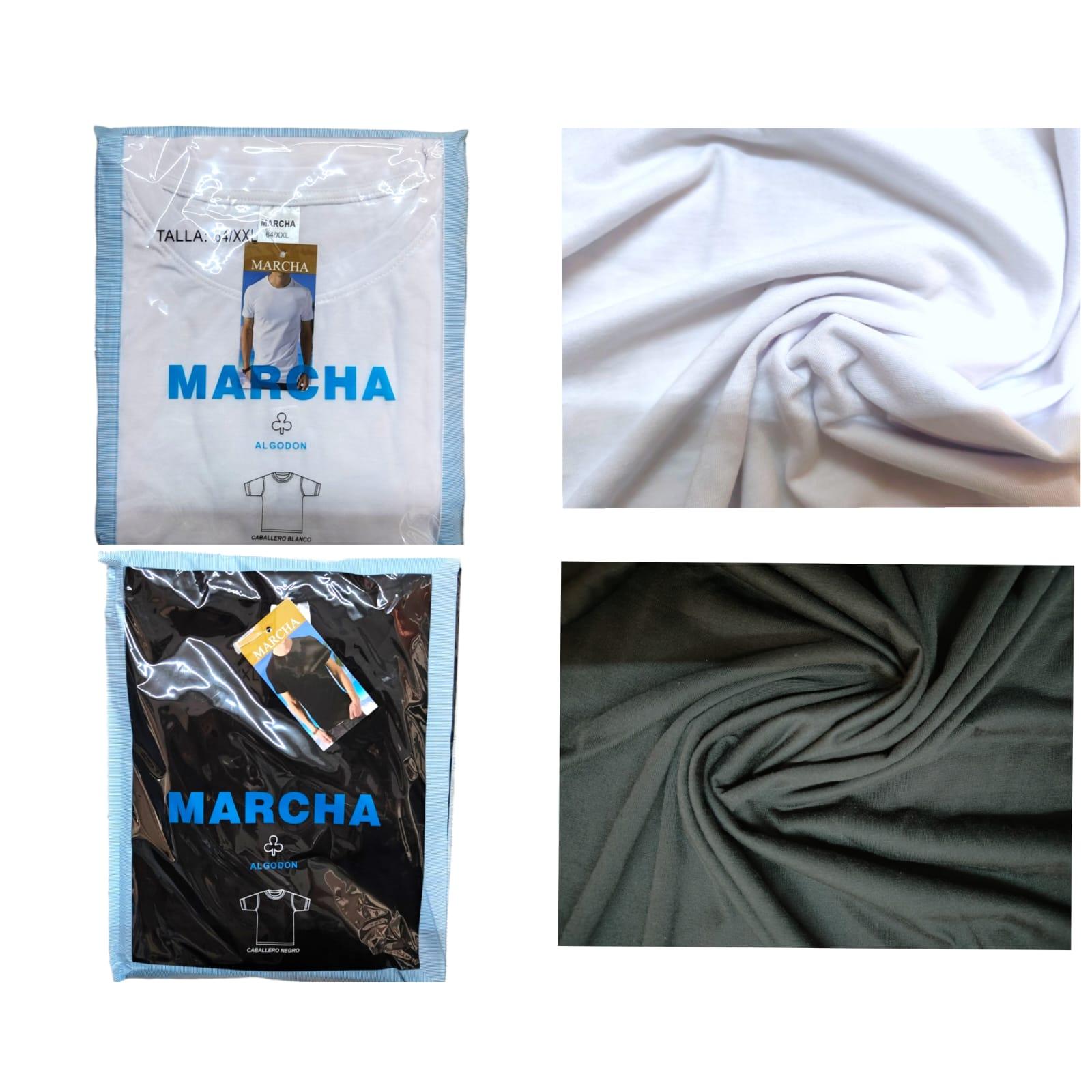 Camiseta hombre manga corta basica algodon blanco y negro talla M-XXL cuello redondo tacto agradable talla europea calidad Marcha oficial