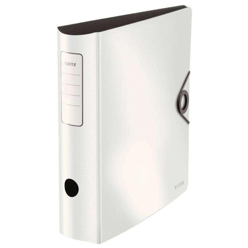 Leitz archivador de palanca active solid - mecanismo de 180°, 75mm - capacidad 500 hojas a4 - cierre elastico - fundas interiores - lomo redondeado - blanco pp polyfoam