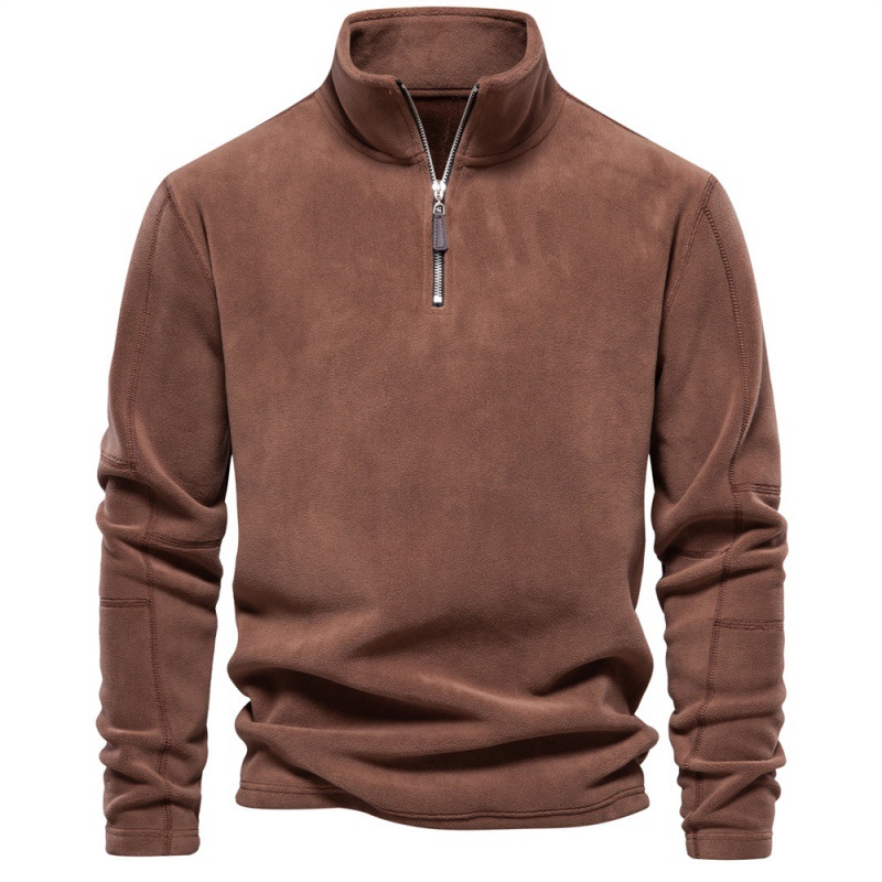 TK Sudadera de manga larga con cuello alto y media cremallera para hombre, estilo casual, color liso, ideal para otoño/invierno.