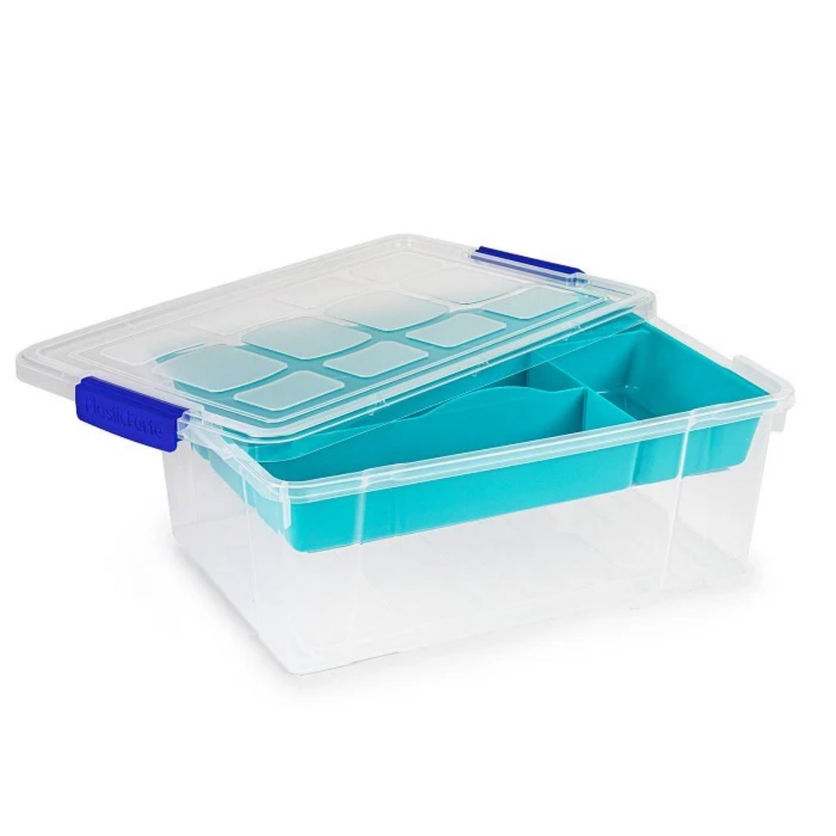 ZYLX SHOPPING – Caja Organizadora Plástica 9 L con Compartimentos y Tapa, Apilable y Transparente para Hogar u Oficina