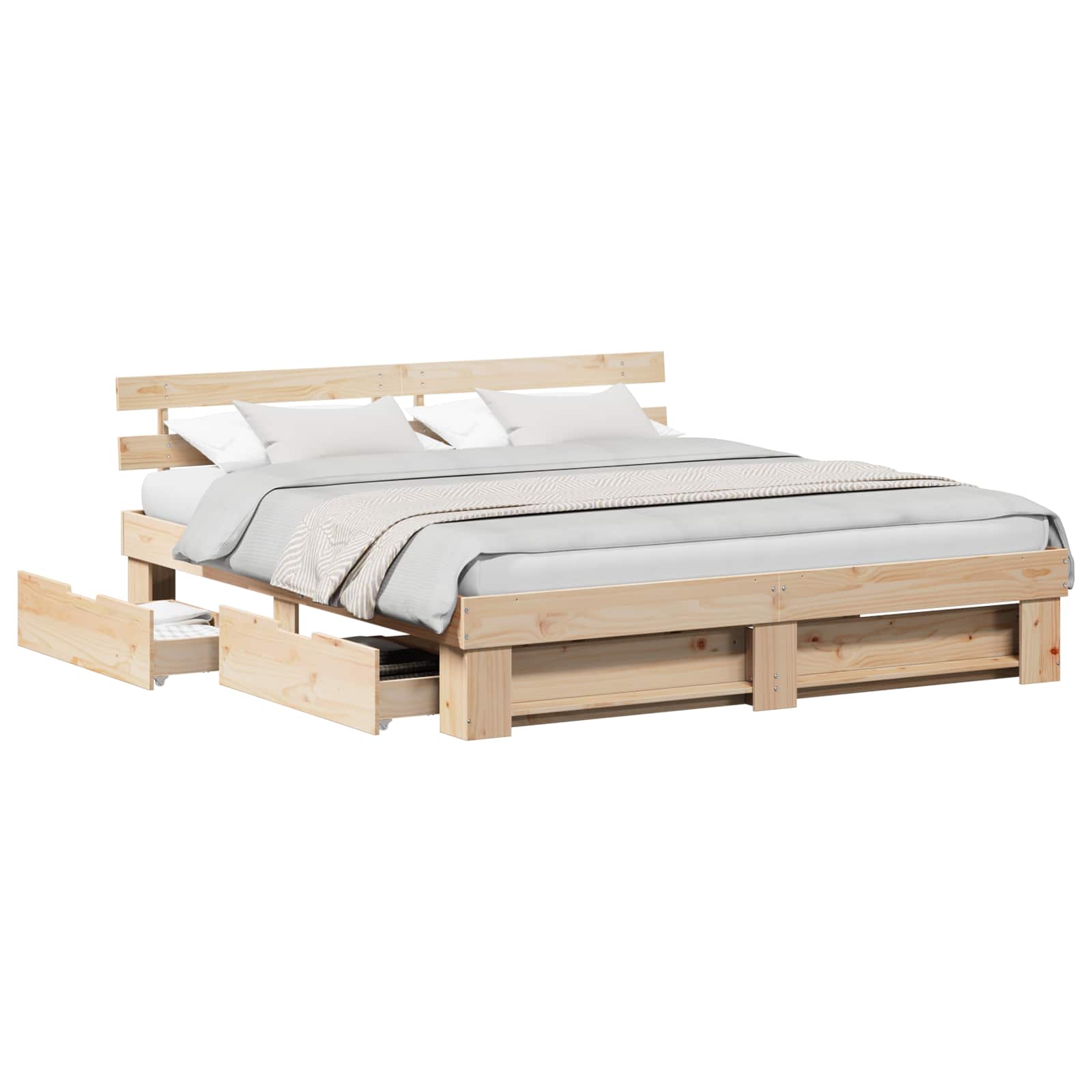 vidaXL Estructura de cama con cabecera con cajón Madera de pino macizo Cama Multitalla