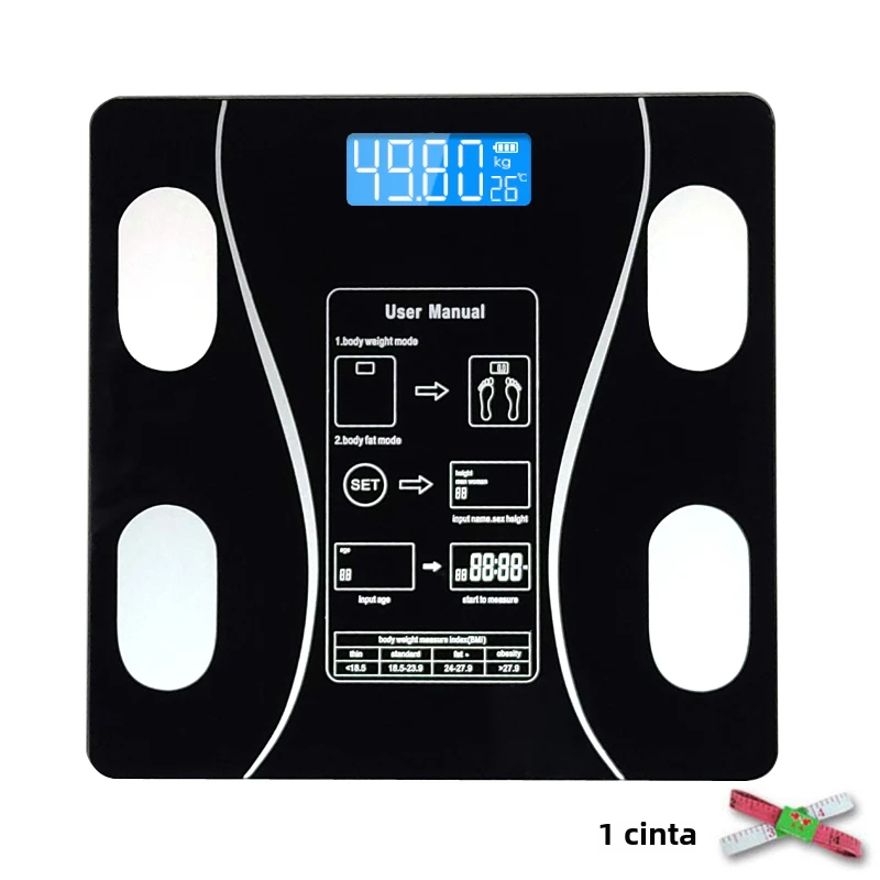 TK Básico Digital de Grasa corporal, Analizador de composición Corporal inteligente, inalámbrico, Con aplicación para teléfono inteligente, compatible con Bluetooth, para Baño