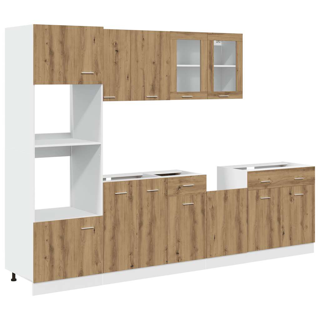 vidaXL Conjunto de armarios de cocina de 7 piezas "Lyon" de madera de ingeniería de roble artesanal