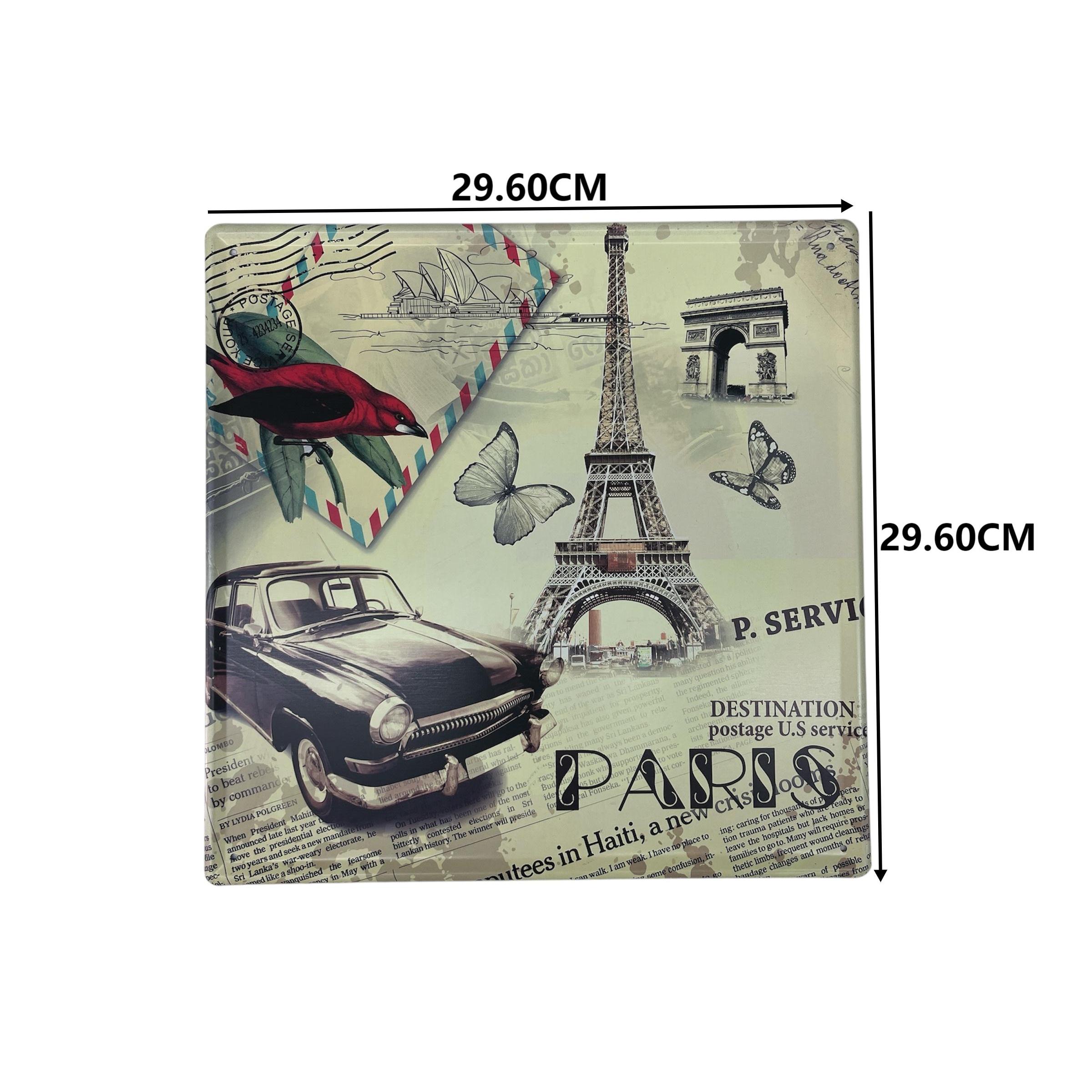 MEJORADA Cartel Metálico Retro – Placa de Metal Vintage con Diseño de Vehículos Clásicos – Decoración para Bar, Garaje, Hogar, Oficina – 29.6x29.6cm