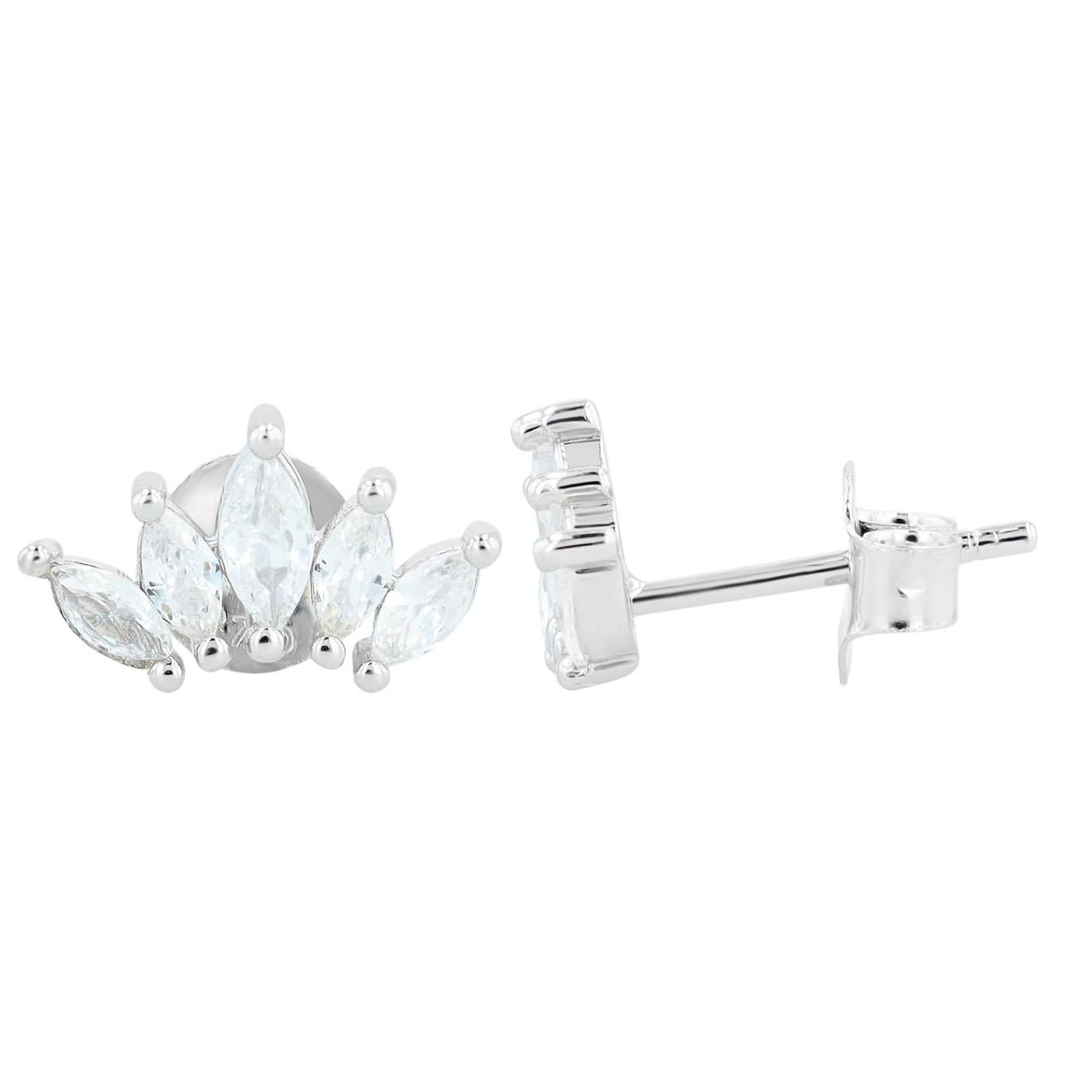 Pendientes "Crown" em Prata de Lei 925 Banhados a Ródio com Zircônias 0612