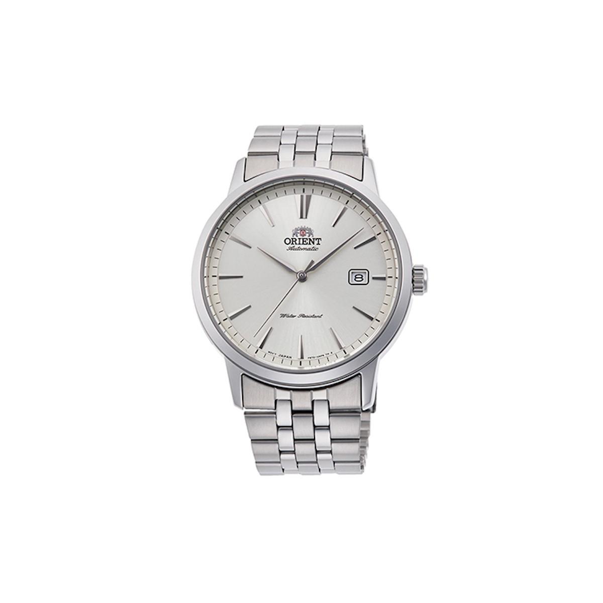 Reloj automático hombre Orient Symphony RA-AC0F02S dial plata 41.6mm correa de acero 50m (admite cuerda manual)