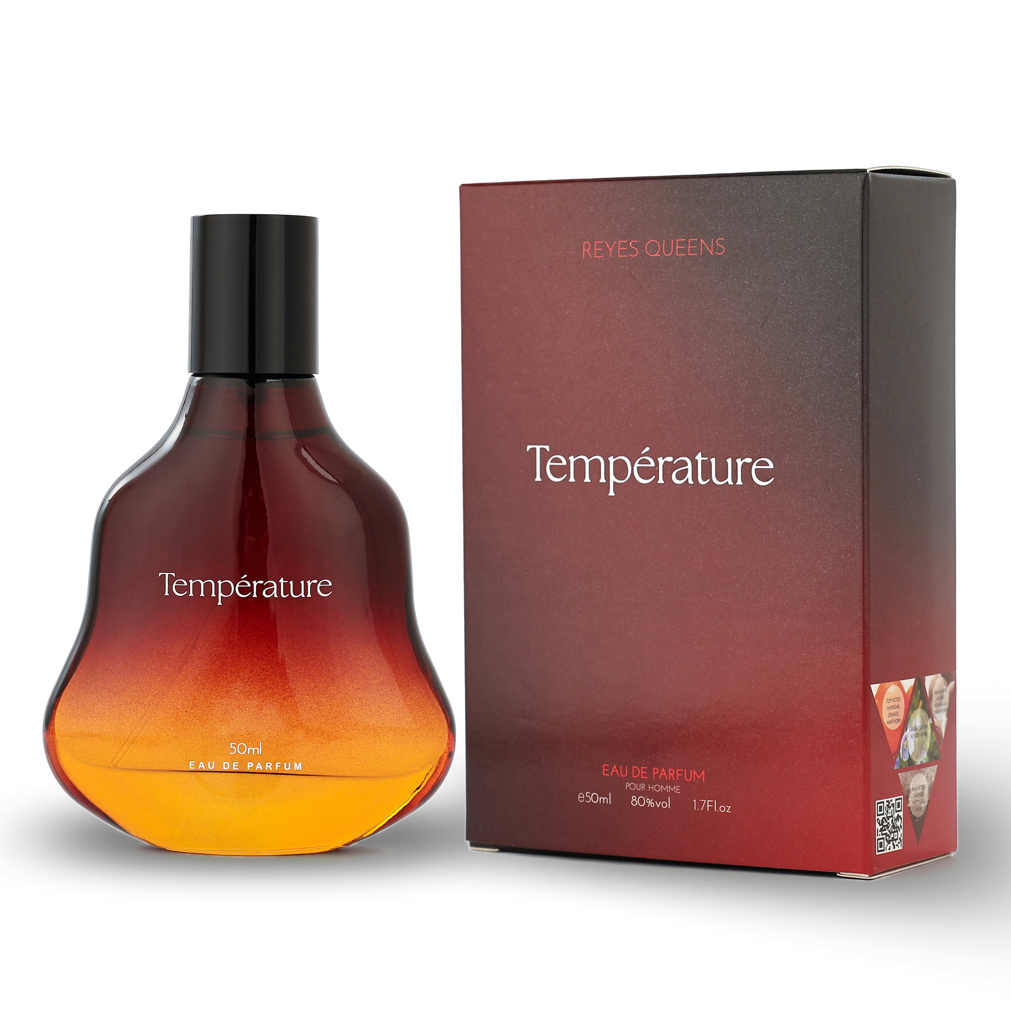 Perfume para hombre REYES QUEENS, Température 50 ml Familia Olfativa: Fougère, Tamaño: 50 ml, Concentración: Agua de perfume, Género: Masculino