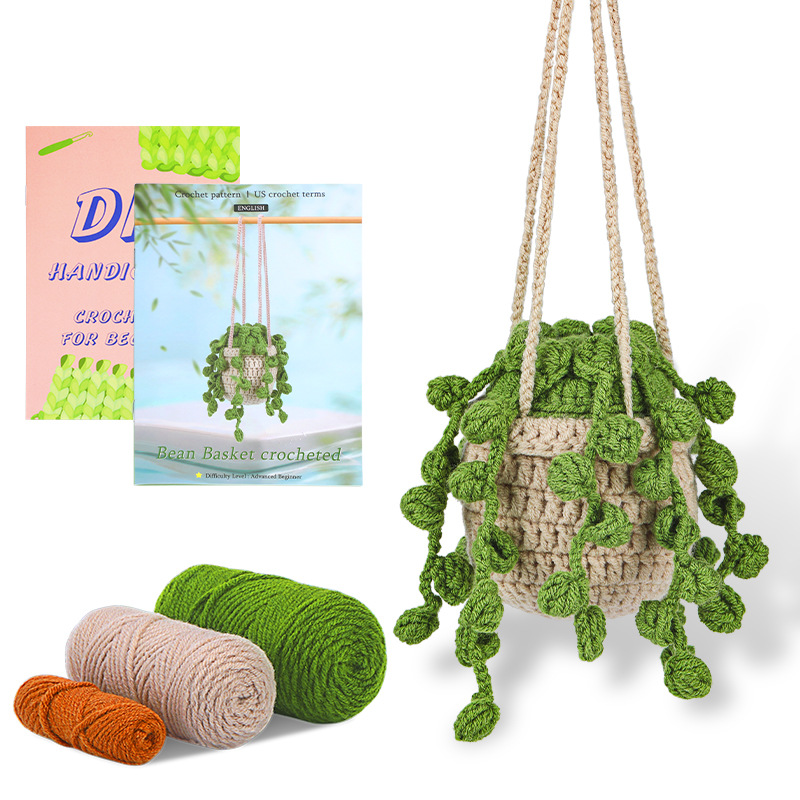 Macrame Plant Hanger Kit for Beginners, DIY Hanging Basket Planter with English Instructions, Cotton Rope for Home Decor
