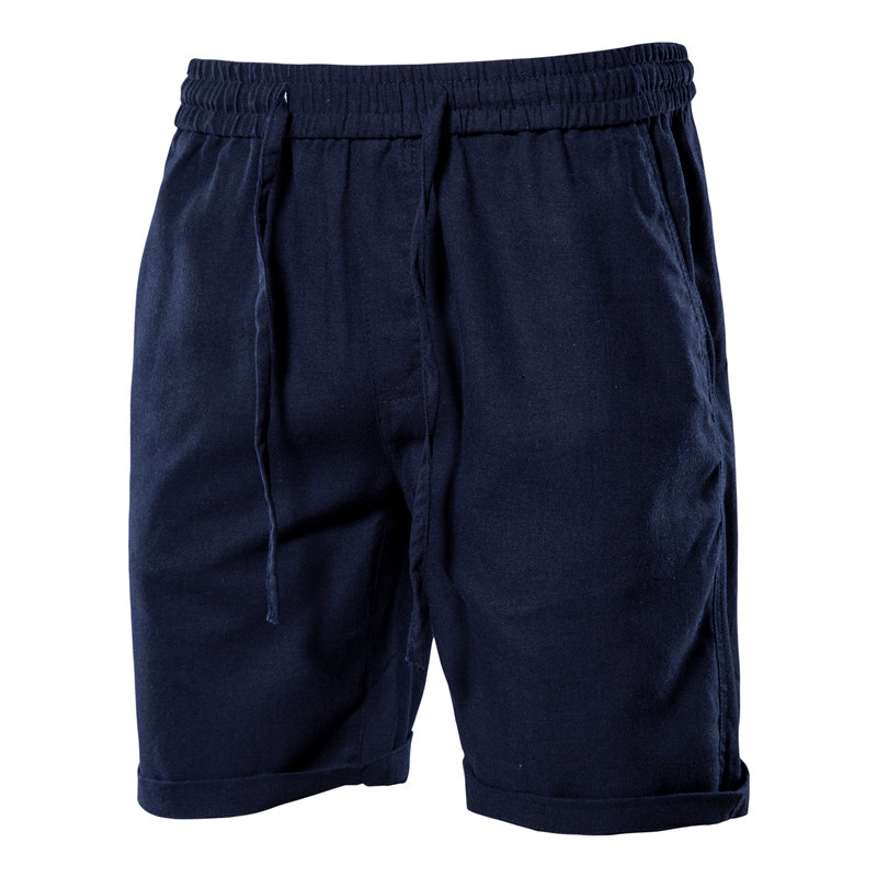 TK Pantalones cortos de playa de verano para hombre, pantalones cortos de algodón y lino con cintura elástica a la moda informal para hombre en 10 colores, talla europea