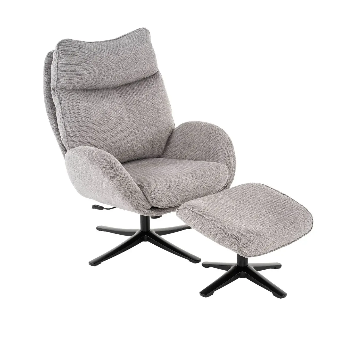 Lúzete - Sillón Con Reposapies Gris Nozomi Tapizado Textil, Interior De Madera Contrachapada Y Foam. Patas Metálicas