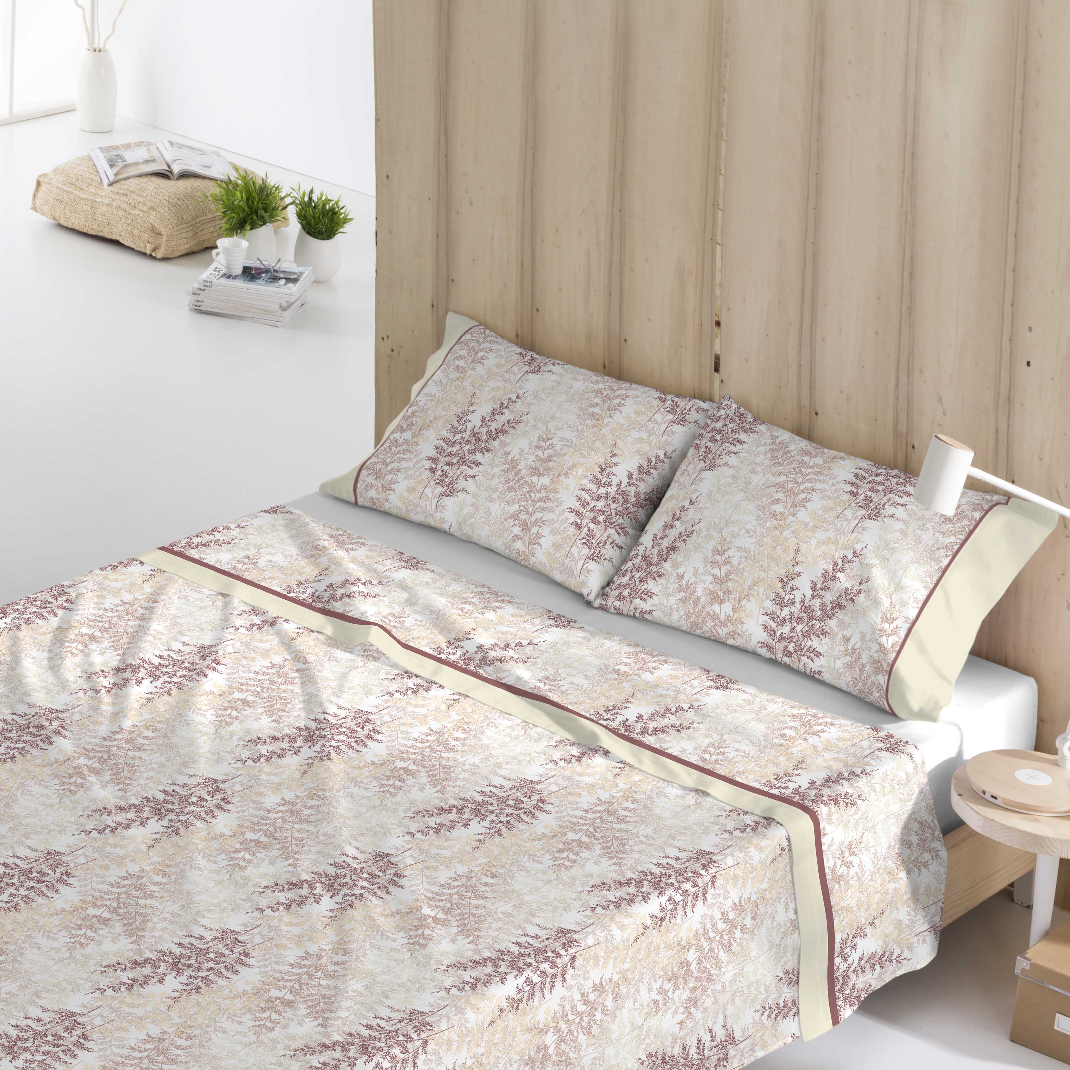 NATURALS - Juego de Sábanas Estampadas 3/4 Piezas - 10 Modelos Diferentes - 50% Algodón 50% Poliéster Extra Suave - 144 Hilos - Incluye Sábana Bajera + 1/2 Fundas de Almohada - Cama 90/105/135/150/180