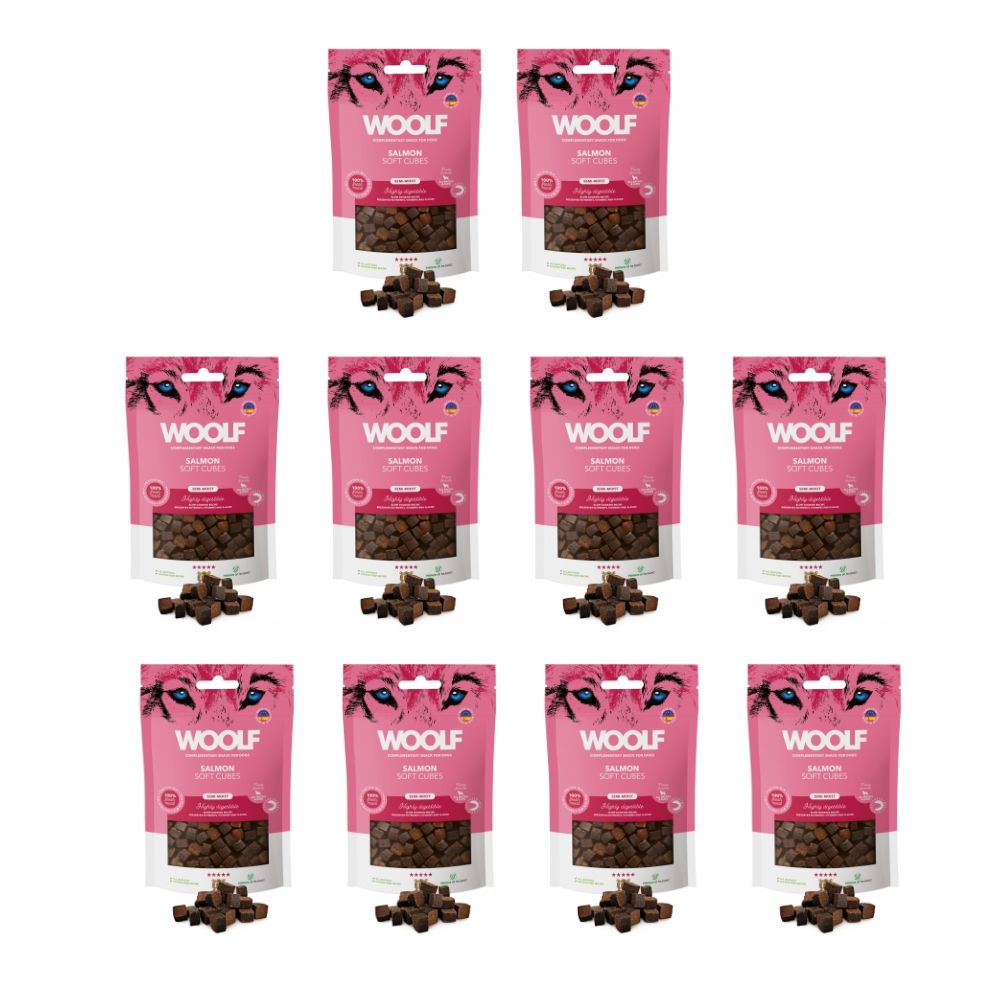 Woolf - Snacks semihúmedos para perros Pack ahorro10x100 g monoproteicos sin gluten ni cereales, alta digestibilidad y textura blanda para cachorros, adultos y senior