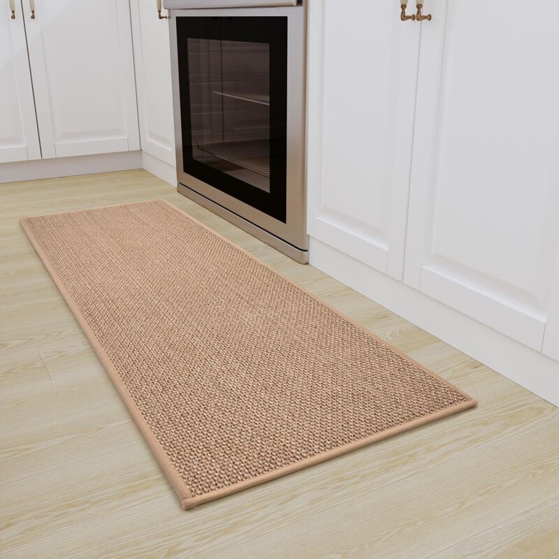 CA Tapetes de cocina antideslizantes, lavables a máquina, absorbentes y resistentes a las manchas (beige, 44 x 120 cm)