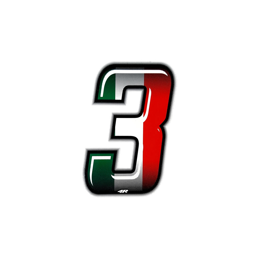 Pegatina Race Number para Motocicleta "3" Slim Tricolor 100 mm