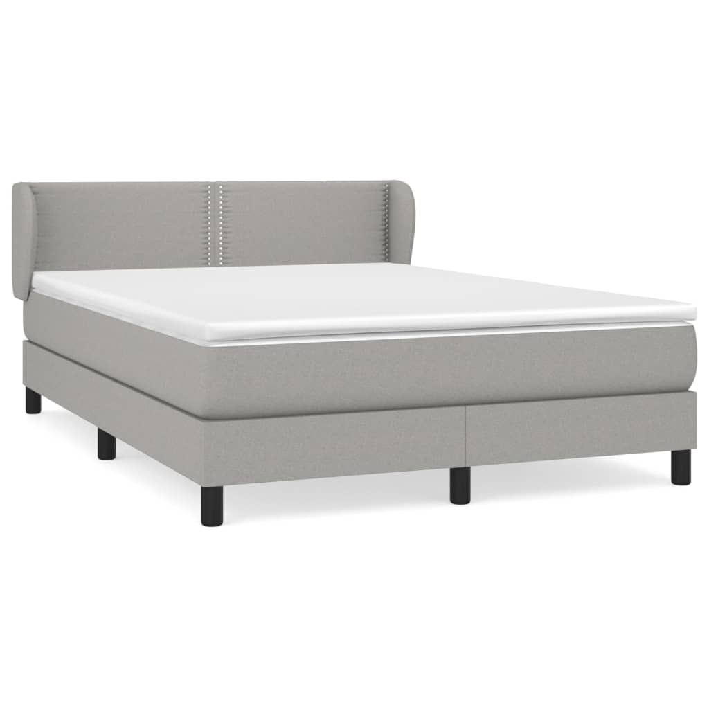 vidaXL Cama box spring con colchón tela gris claro 140x200 cm