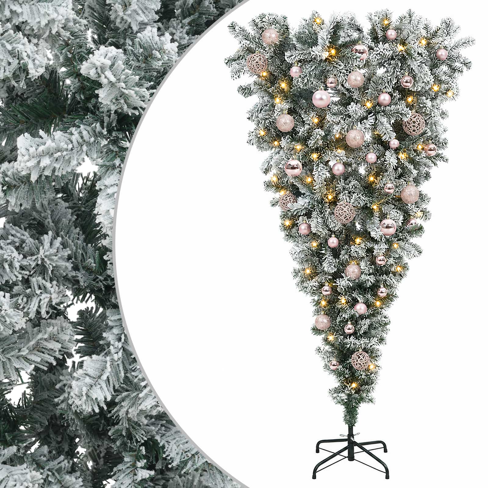 vidaXL Árbol de Navidad artificial boca abajo con ramas articuladas y bolas 150 cm 150 LED