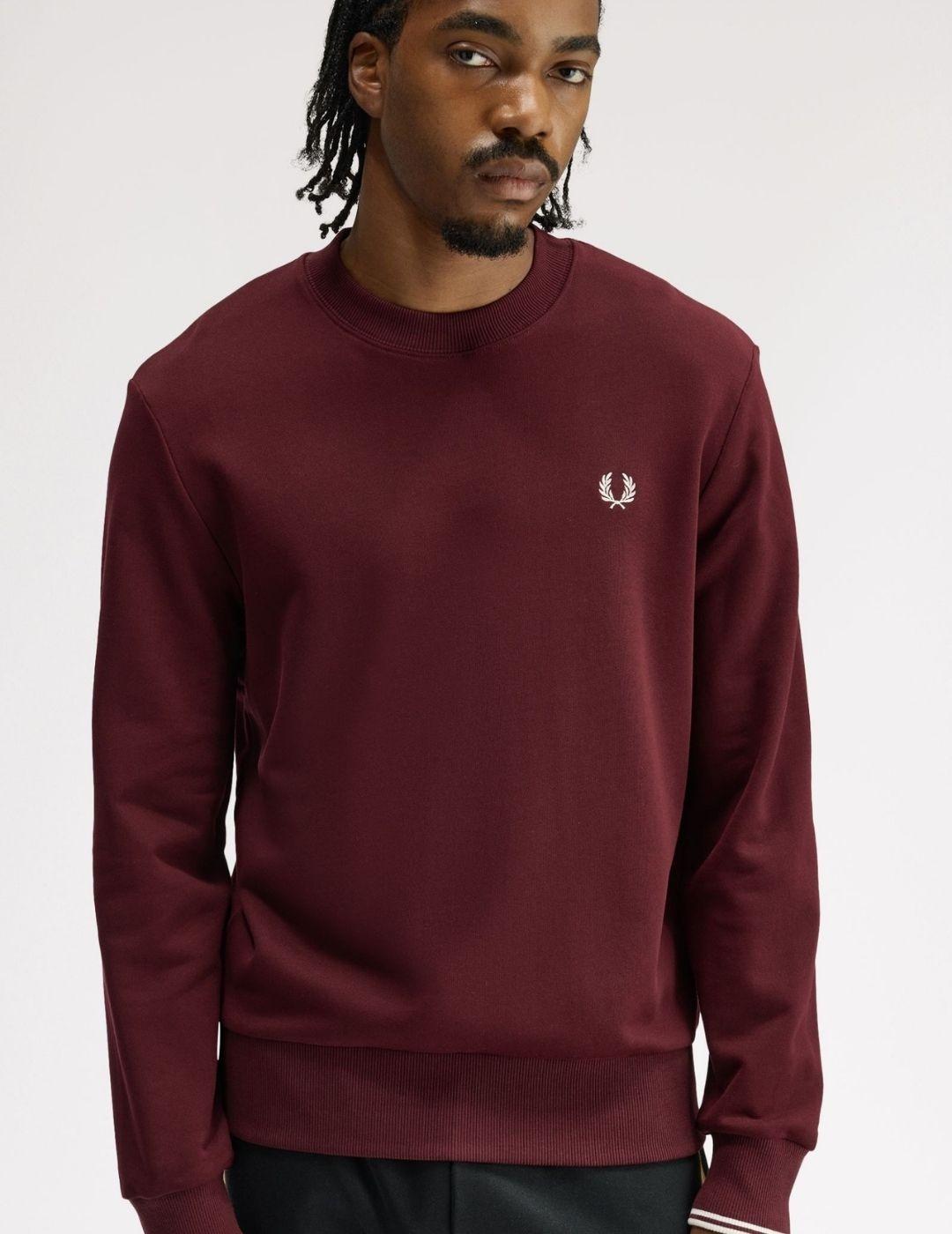 Sudadera Fred Perry Crew Neck Granate Hombre