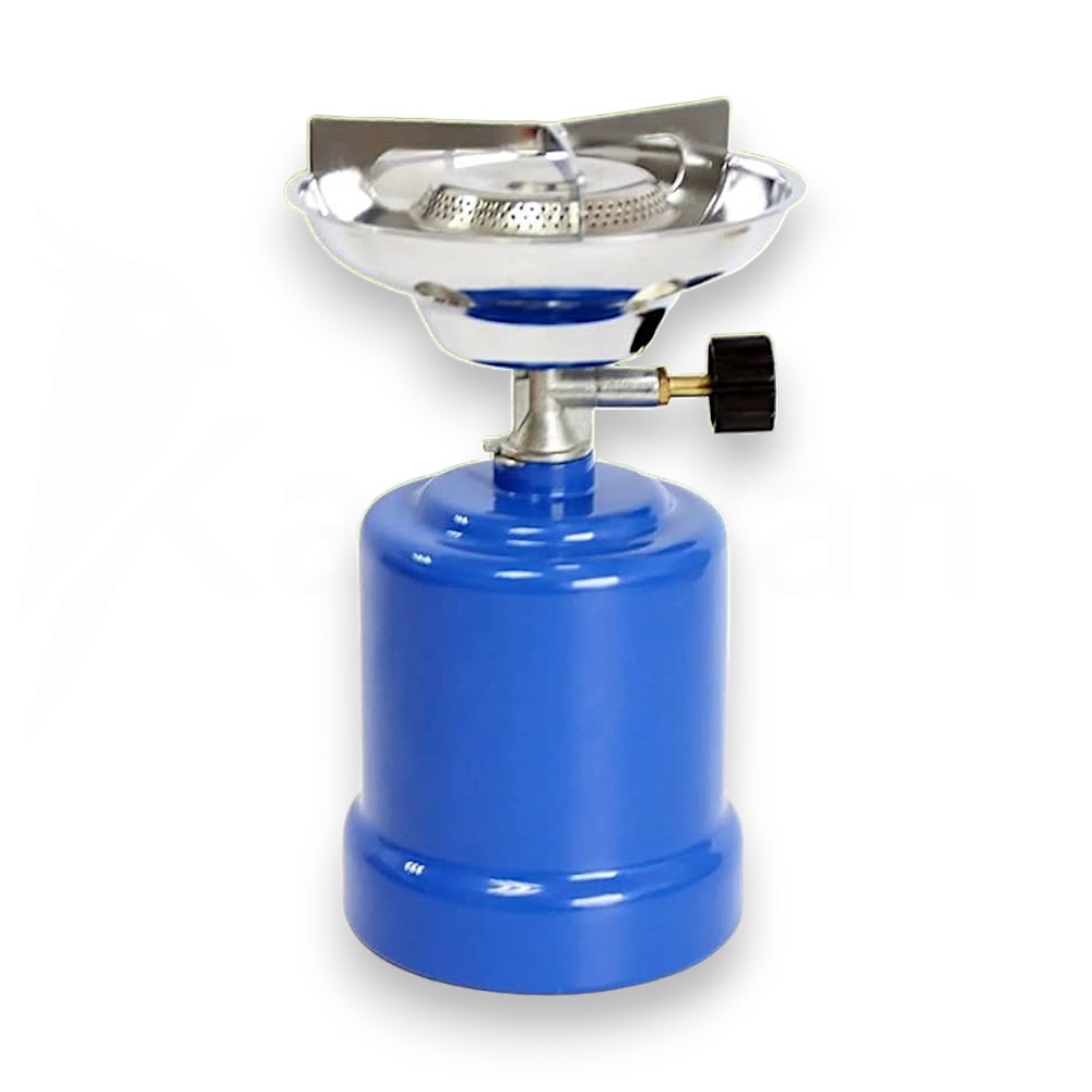 Hornillo Portátil a Gas para Camping y Cocina Exterior con Quemador Metálico y Depósito, Azul - TR 5181