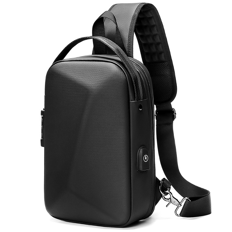 CA Bolso de pecho para hombre, informal, rígido, impermeable, ligero, moderno, de calle, con diseño de poliedro, recargable, para tableta de fitness, bolso de hombro, producto de alta gama