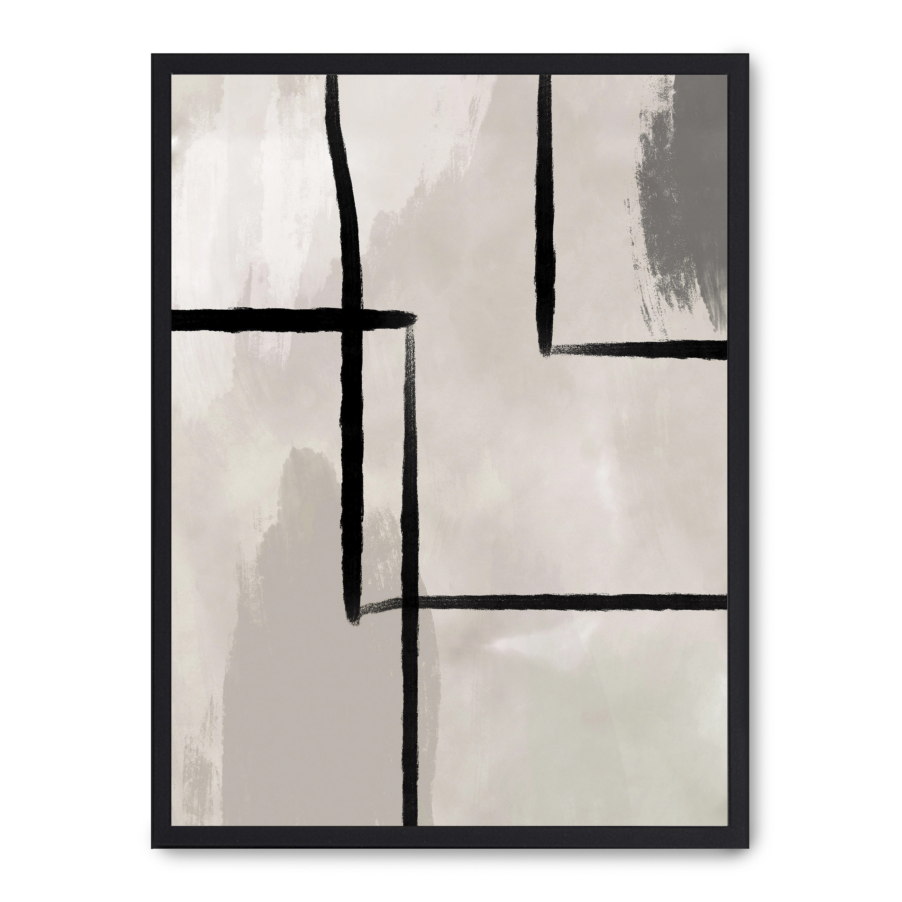 Lámina con marco negro ART WITH BLACK LINES II 21x30 cm, Póster impreso en papel de primera calidad de 180gr, montado sobre marco de madera MDF acabado en negro., Arte - Aesthetic