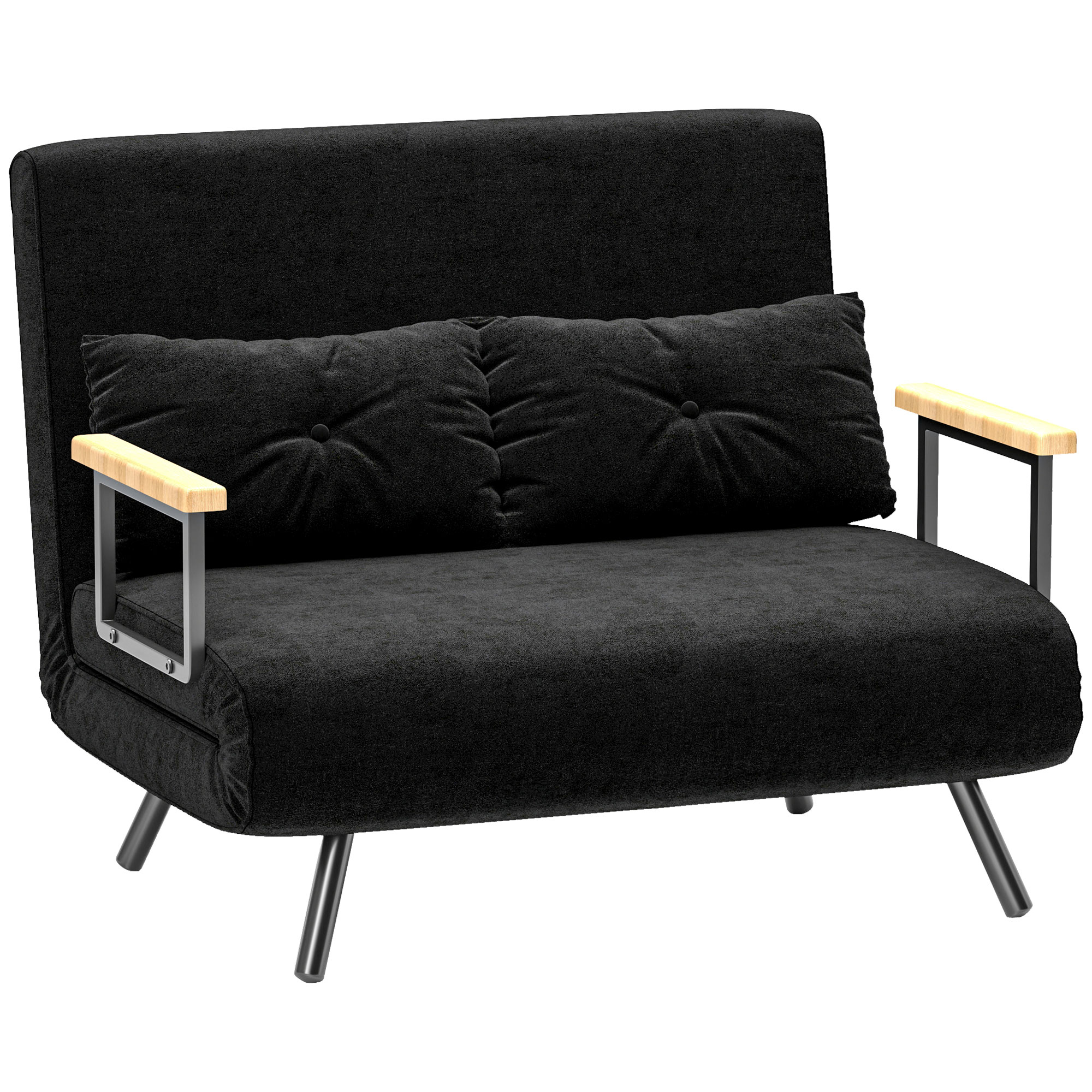 HOMCOM Sofá Cama de 2 Plazas 4 en 1, Sofá Cama Plegable Tapizado en Terciopelo con Respaldo Ajustable de 5 Niveles y Almohadas Acolchadas, para Oficina, Dormitorio, Salón, 102x73x81 cm, Gris
