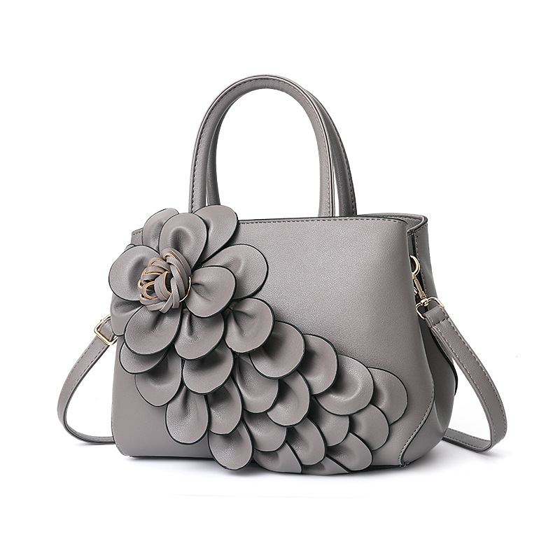 Bolso bandolera de cuero de la PU de las mujeres de la flor 3D de la manija superior de las señoras