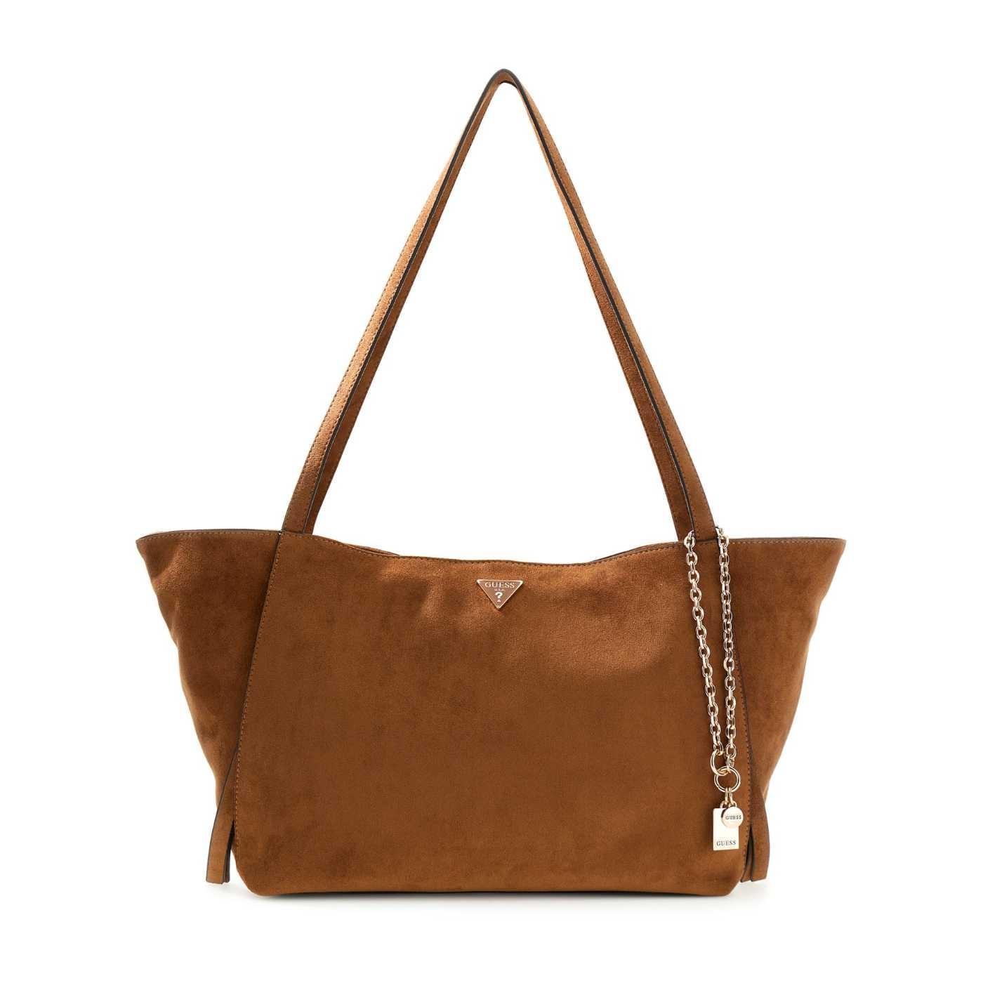 Bolso de hombro Guess Devon camel serraje para mujer