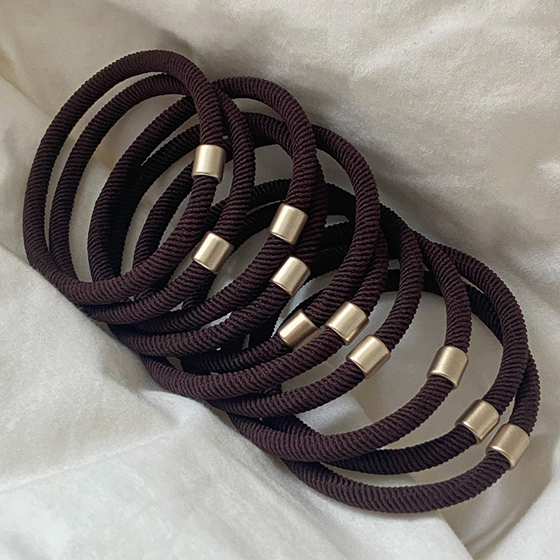 TK 10pcs/set Cinturones Elásticos De Pelo Basic Gold Color Botón Alta Elasticidad Accesorios Para El Pelo Para Mujer Ponytail Holder