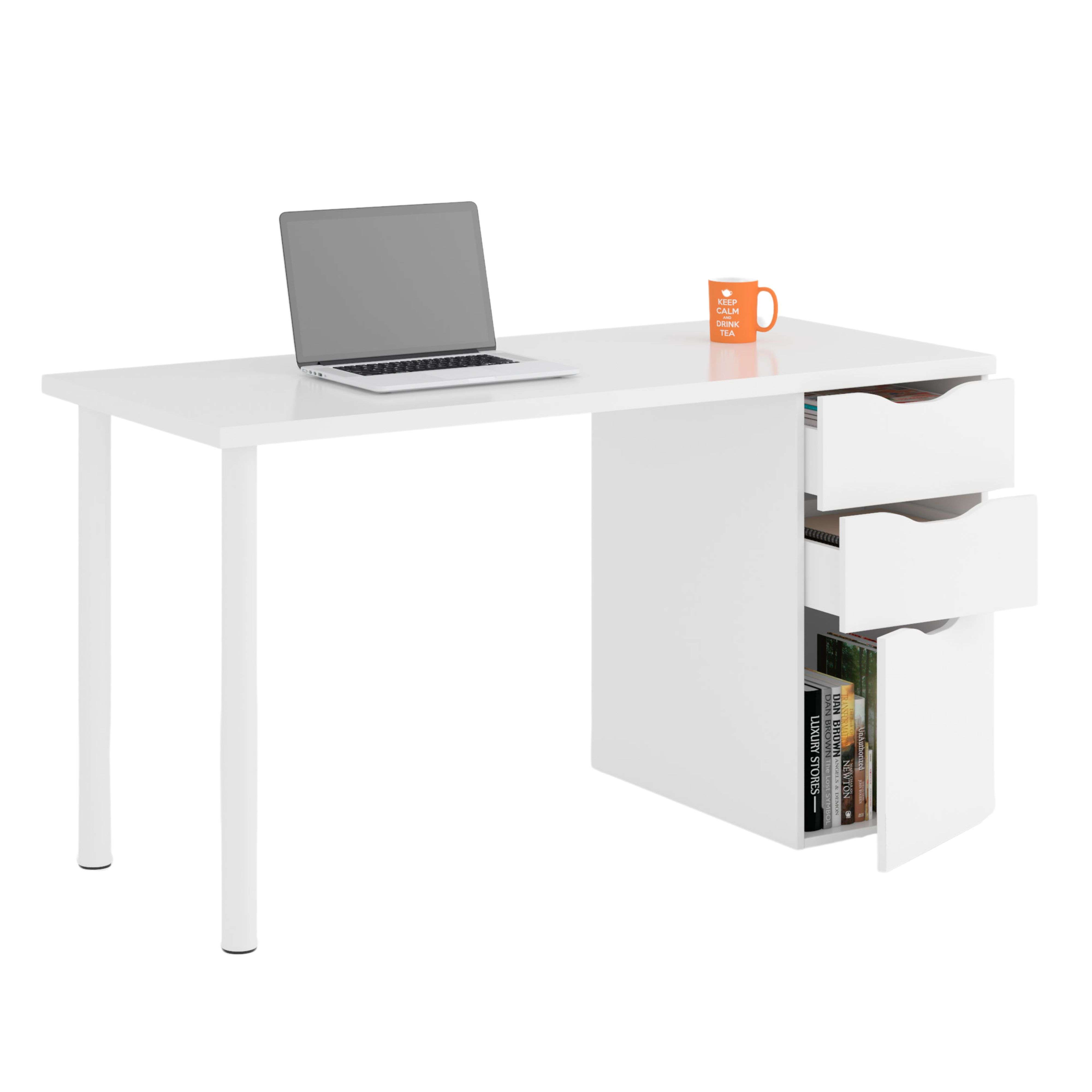 Miroytengo Mesa Escritorio con cajones Athena Blanco artik 135x74x60 cm