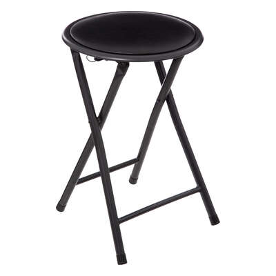 Factory Cuadros - Taburete Jaén Plegable Negro - Dimensiones 30x45 Cm - Material Resistente