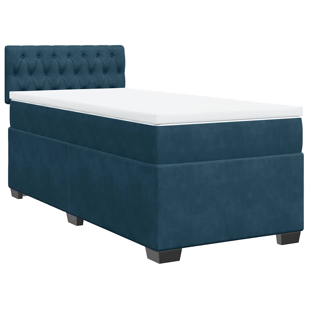vidaXL Cama box spring con colchón terciopelo azul 100x200 cm