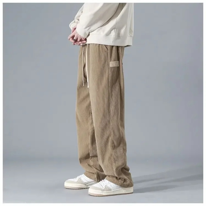 TK Pantalones Casuales De Corduroy Vintage Japonés Para Hombres 2024 Estilo Trendy Trabajo Recto Primavera Otoño Pantalones De Sudor