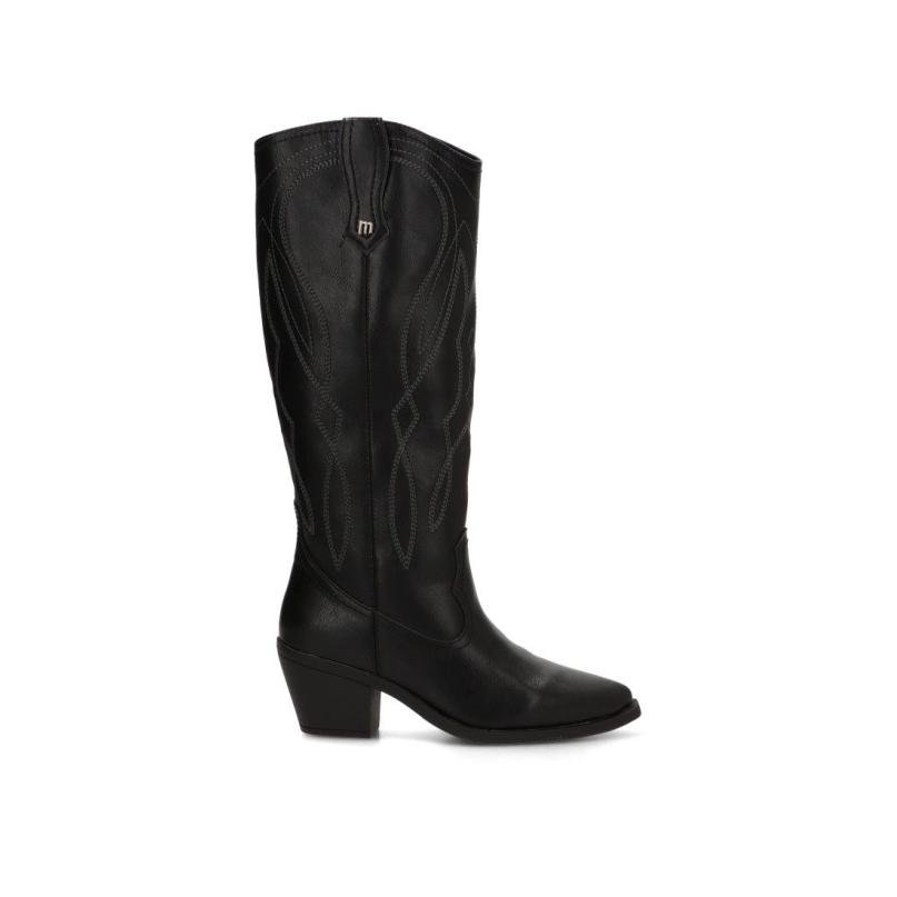 Bota Campero Mustang - Mujer - Tacón Medio - Modelo 55349 - Color Negro