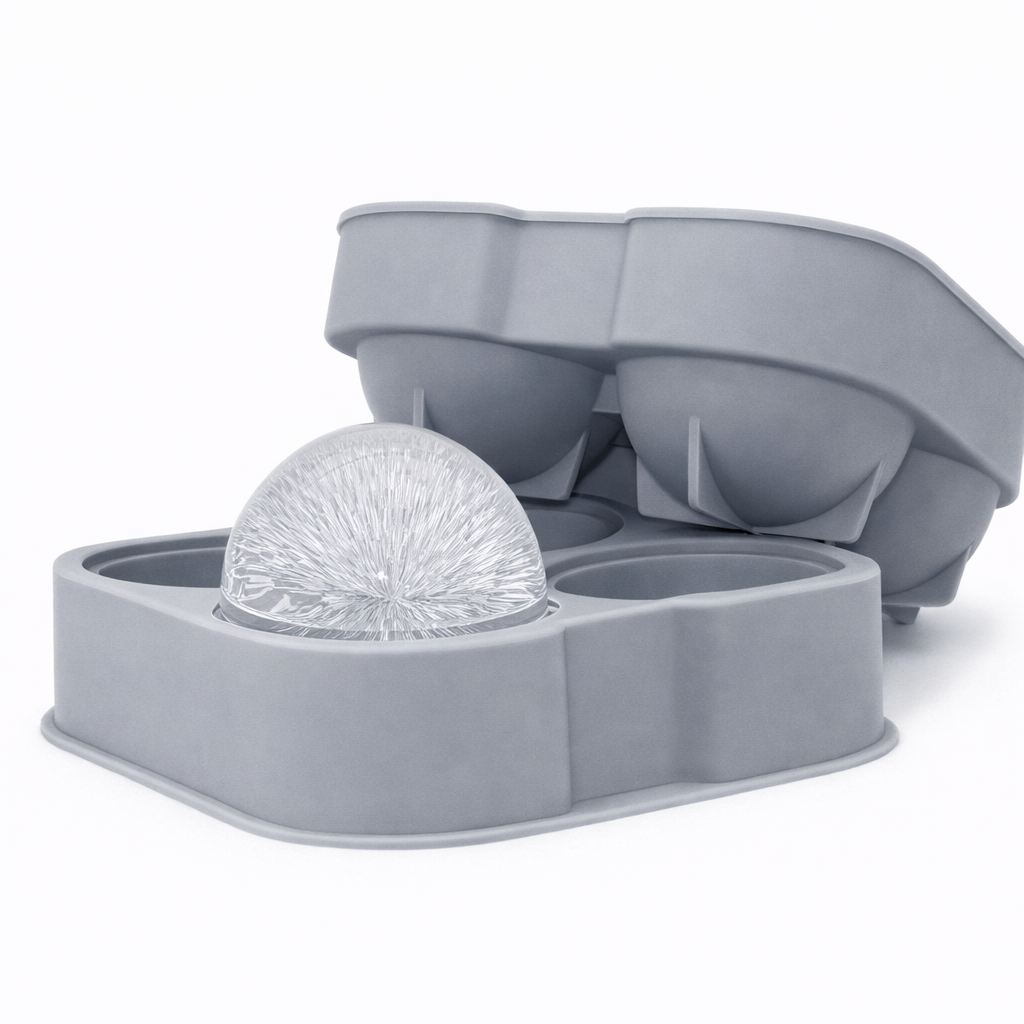 Molde de Hielo Esférico de Silicona – 4 Bolas Grandes de 4,5 cm – Disponible en 1 o 2 Piezas – 3 Colores a Elegir (Gris, Rosa, Azul), ✅ Envíos a España en 48/72h