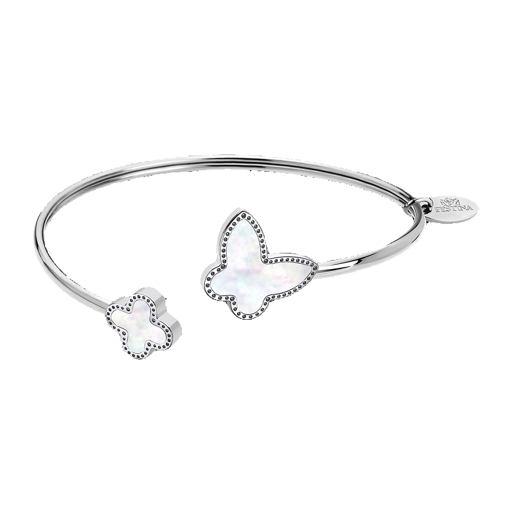 Pulsera Lotus Style de Mujer, Mariposa con Nácar, tipo brazalete en acero inoxidable, Atemporal, Ideal Verano o Regalo. Precio Especial LS1837/2/2