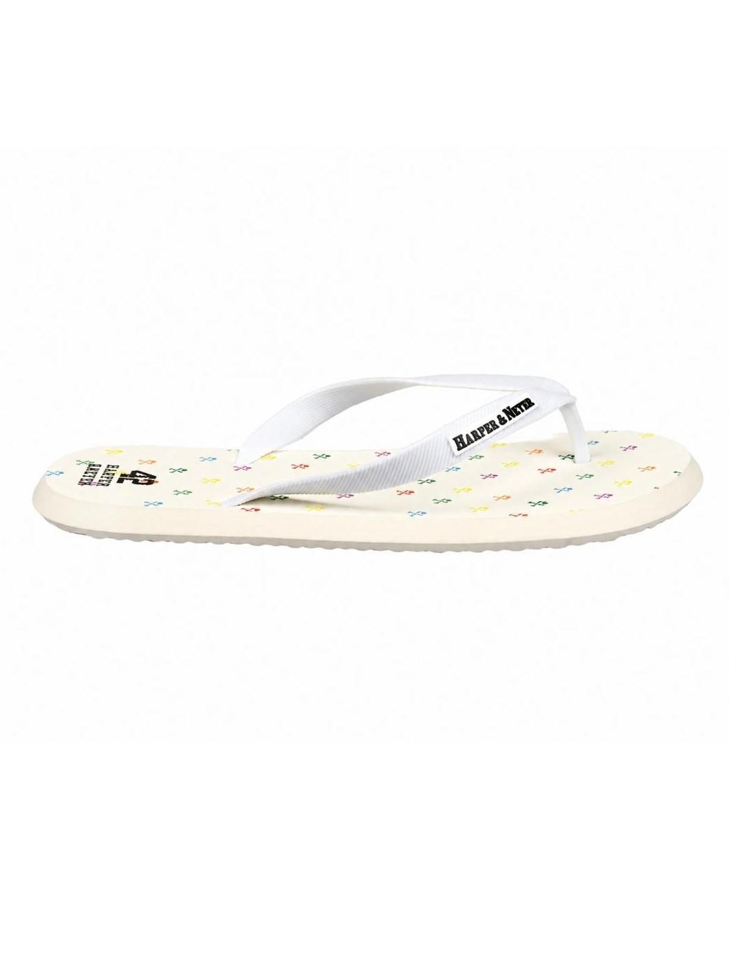 Chanclas Harper & Neyer blancas logo multicolor para hombre