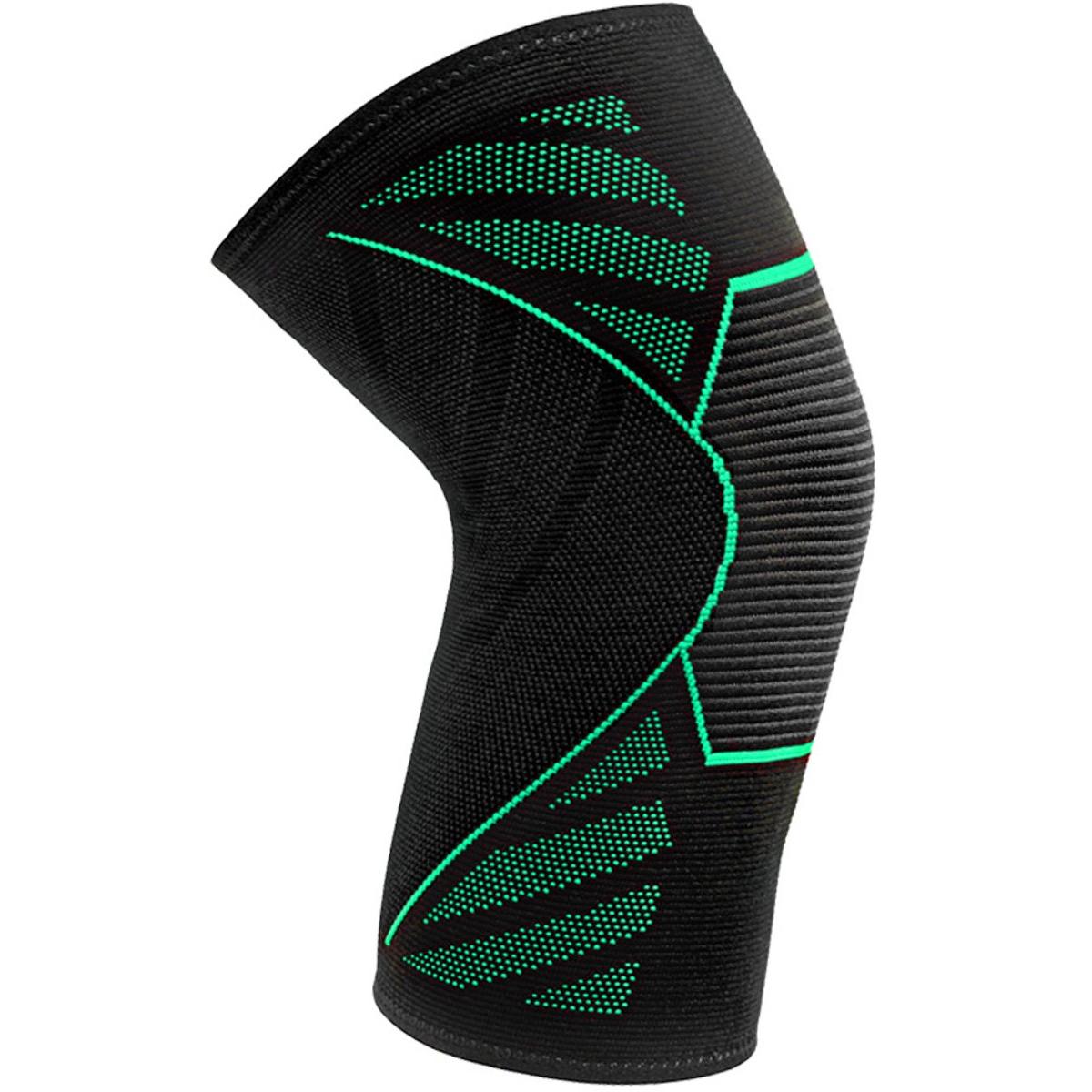 1 paar kniesteun voor dames en heren, compressiekniemouwen voor sport, hardlopen, squats en trainingen, flexibele en comfortabele pasvorm, medium, groen,L
