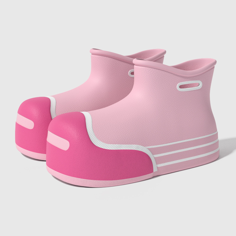 OmHO Botas de lluvia para adultos para mujer, zapatos de verano antideslizantes e impermeables, botas de lluvia con linda cara sonriente, ropa de exterior de moda, zapatos de agua de suela suave, zapatos de goma.