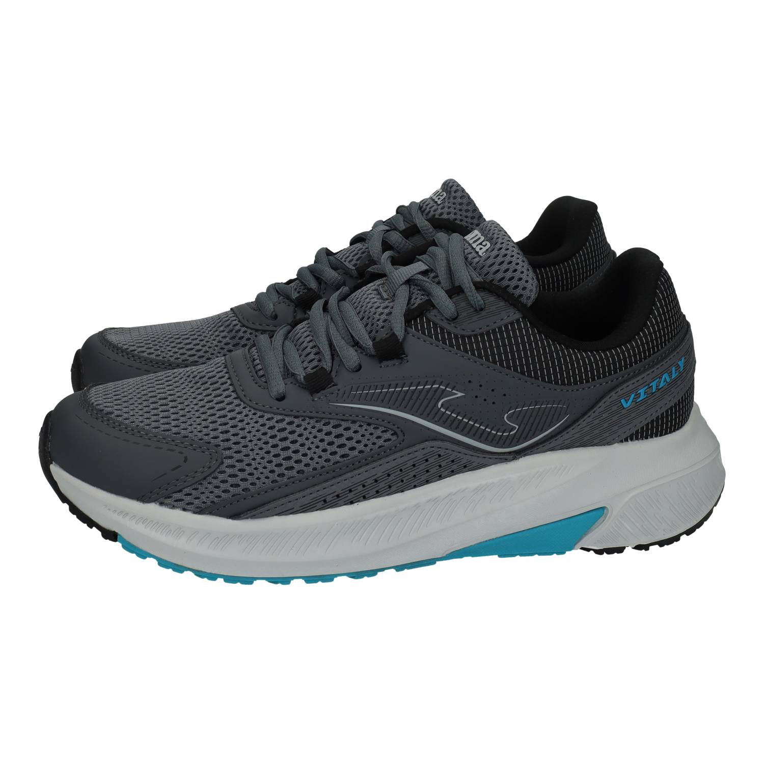 Deportivos marca JOMA para hombre en color gris. Zapatillas running hombre Joma Vitaly confortables y transpirables, suela amortiguada y ligera para entrenamiento