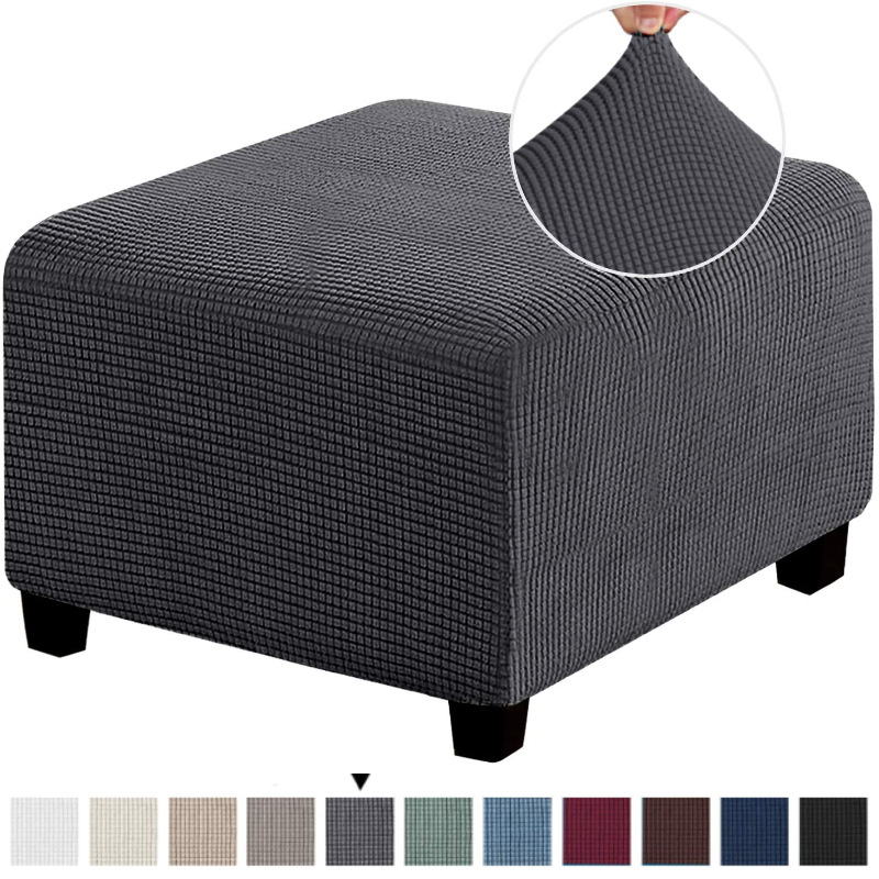 CA Funda de pedal gruesa cuadrada con todo incluido elástica de color sólido, funda para taburete de sofá, funda para taburete bajo, funda protectora para mesa de café