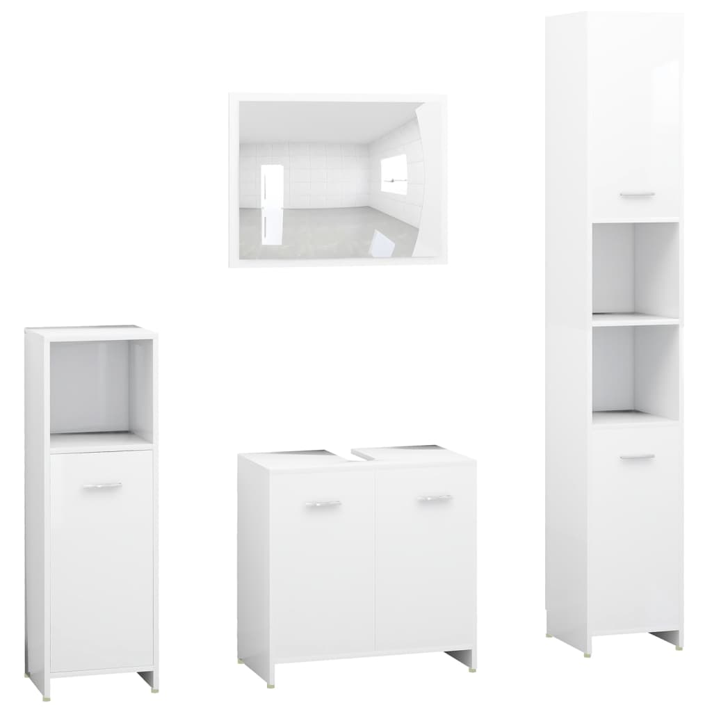 vidaXL Juego de muebles de baño 4 piezas madera ingeniería en color Negro/Roble Sonoma/Blanco y más | almacenamiento funcional diseño moderno para baño dormitorio sala
