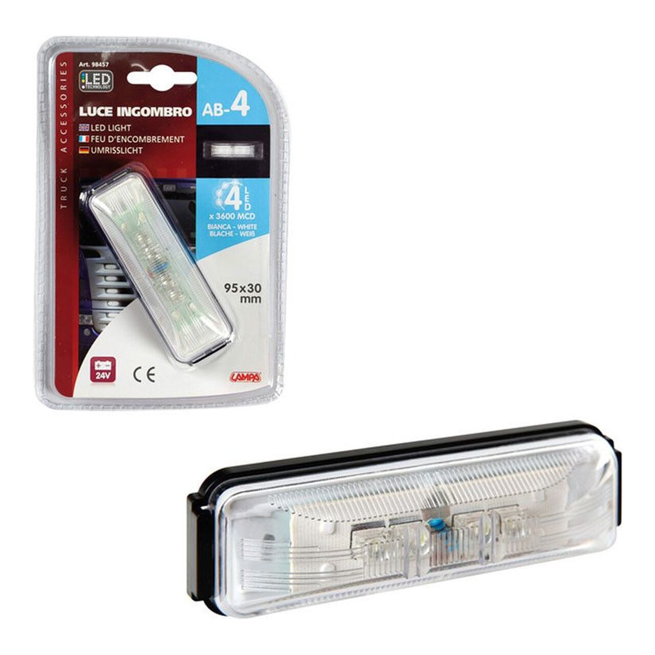 Luz De Gálibo De 4 Led Para Camiones Y Remolques No Aprobada Para Carretera 24V LAM98457