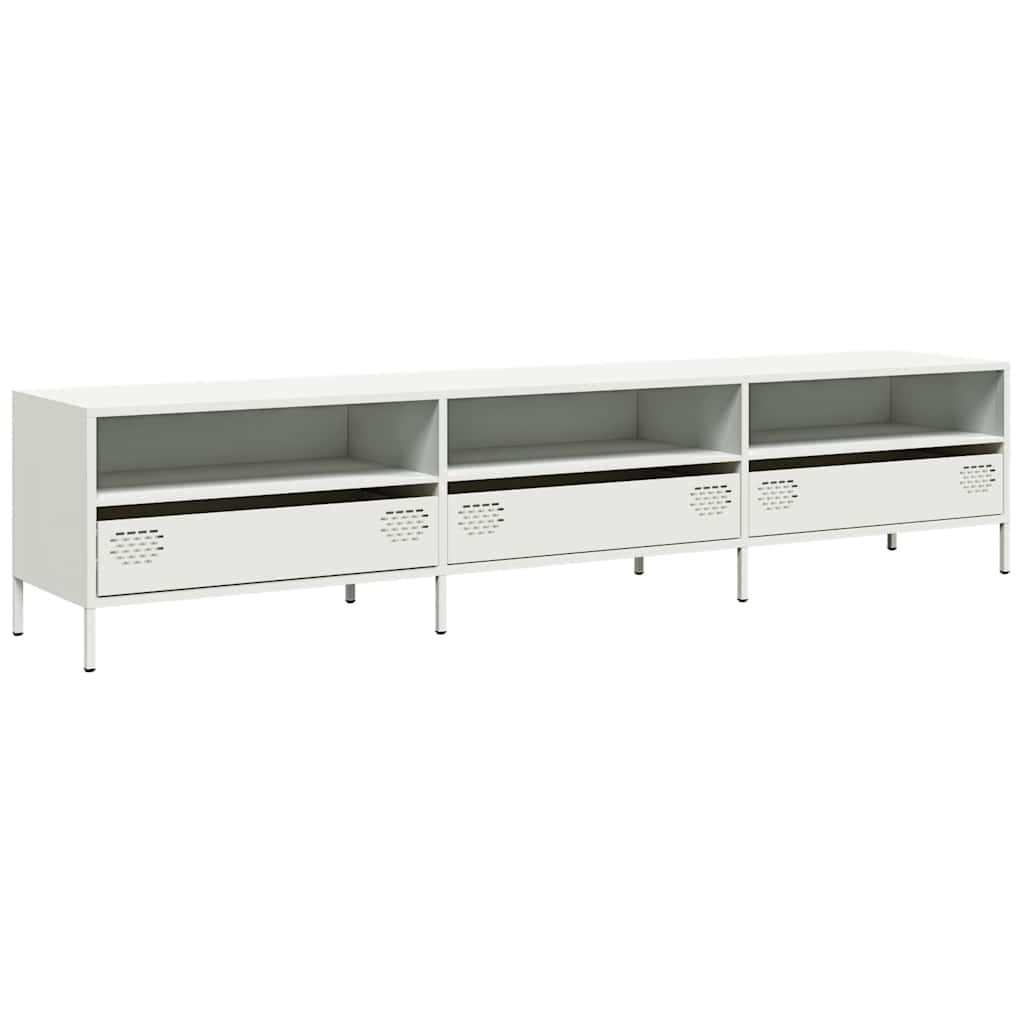 vidaXL Mueble para TV acero laminado en frío blanco 202x39x43,5 cm