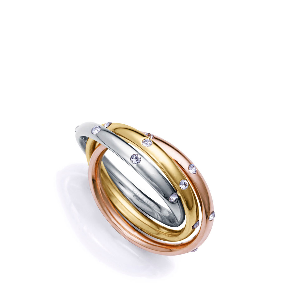 Viceroy Tres anillos de mujer enlazados de acero en tres tonos
